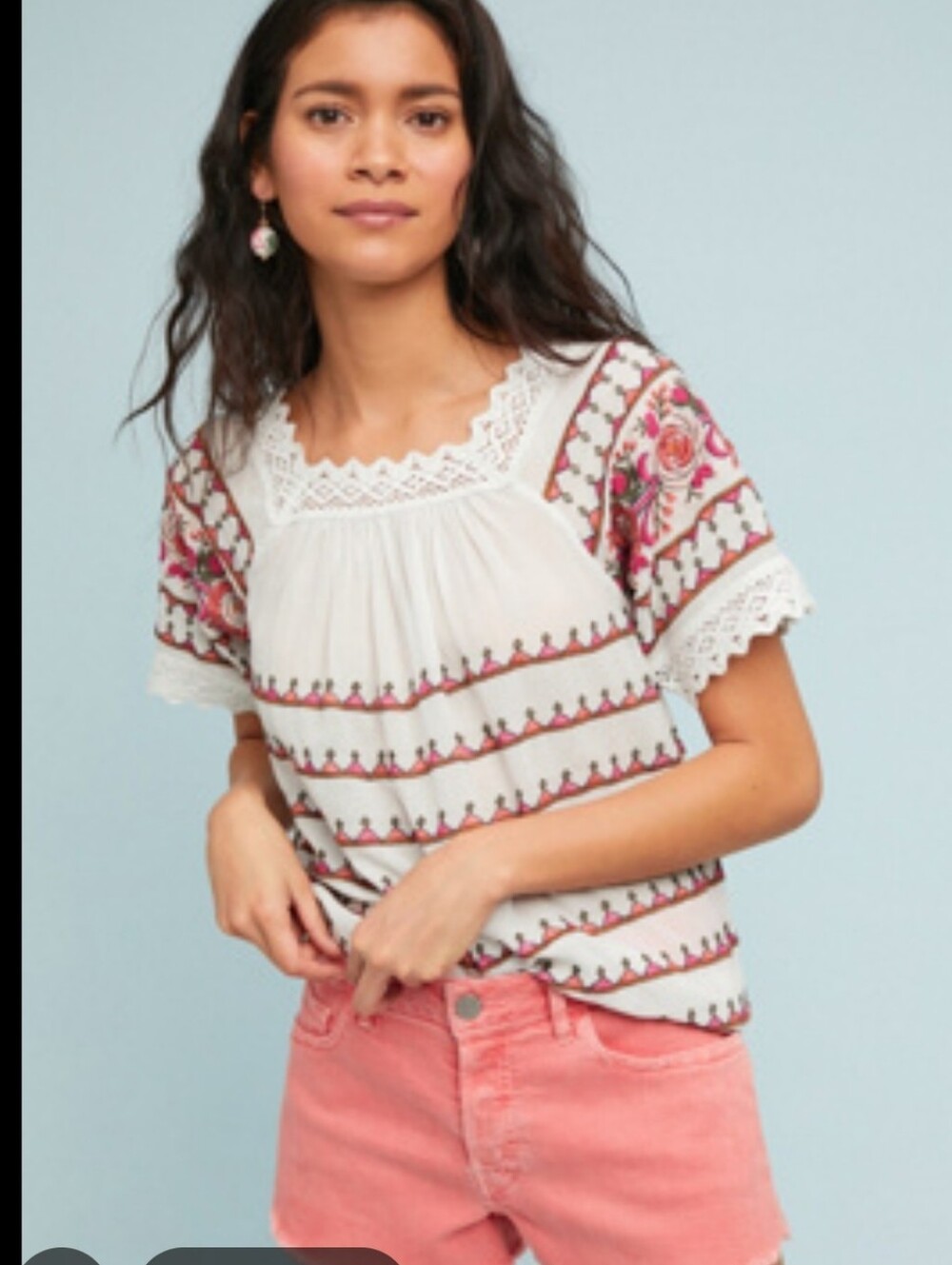 Anthropologie Maeve Kenitra Embroidered Lace Blouse L